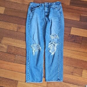 American Eagle Outfitters Light Blue Distressed Straight-Leg Jeans
